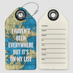 Airportag World Map Luggage Tag “I Haven’t Been Everywhere But It’s On My List”